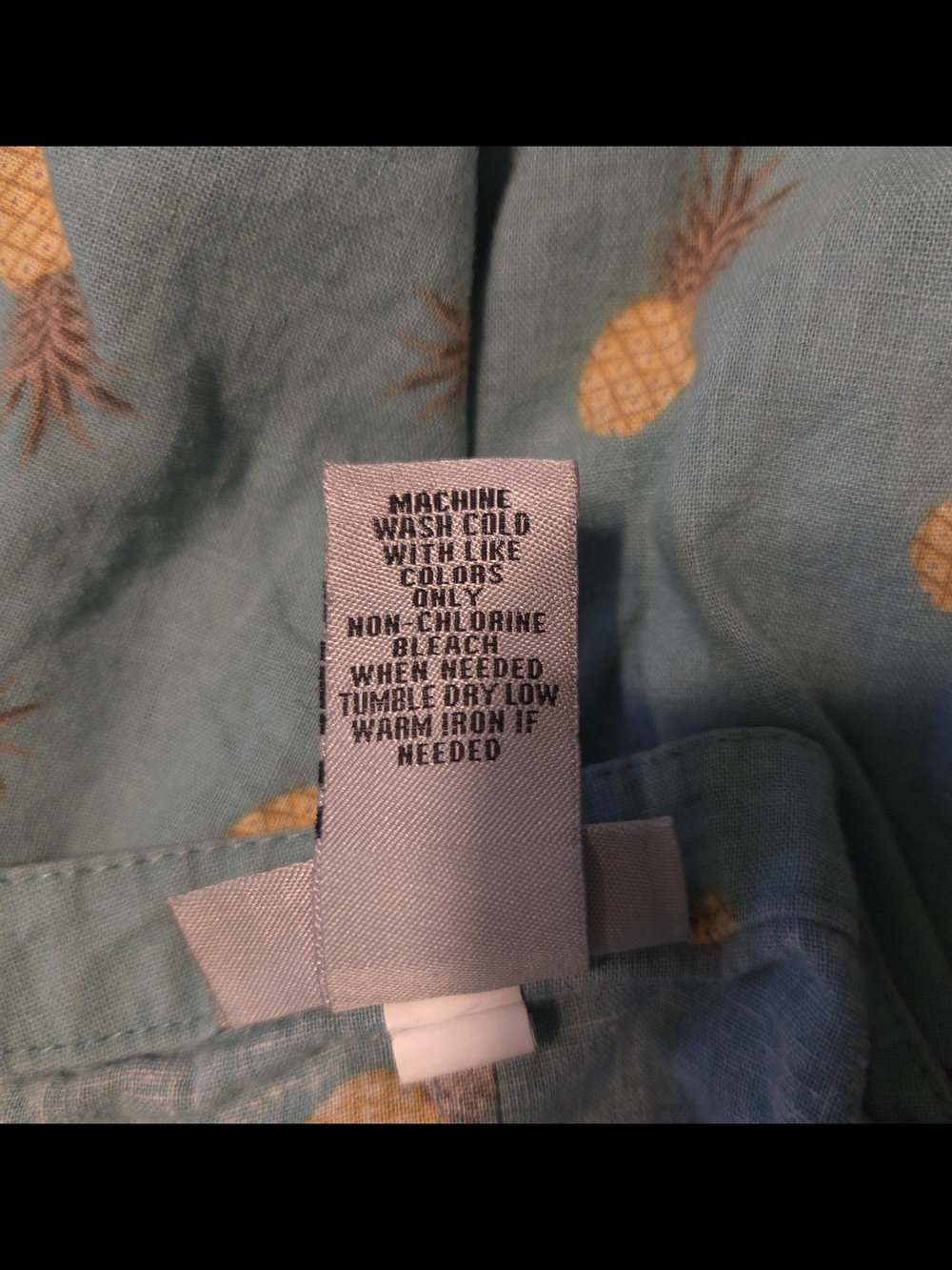 Catherines Teal Pineapple Print Henley Top - Picture 5 of 6